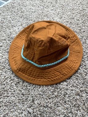 Carter's boys size 4-7 Wide-Brim Brown Bucket Hat with Blue Trim